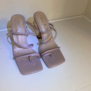 Nude Square Toe Strappy Heels